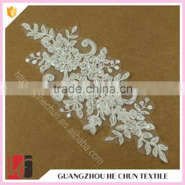 HC-2576-1 Hechun Polyster White Custom Wholesale Sequin Lace Applique