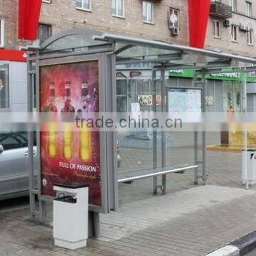 Modern Aluminum bus stop shelter / prefab metal waiting bus station shelter in High Quality with light box for Construction