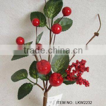 high quality newest special artificial holly leaves and foam red berry pick 9" branches pick for chrismas home decoration pick