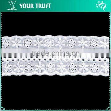 Width 14.0 Centimeter Flora White Cotton Trimming Lace photo-5
