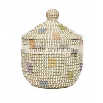 Best selling eco-friendly natural seagrass basket with lid