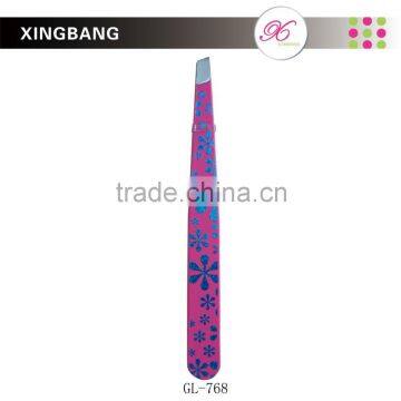 promotional wholesale spray painting tweezer, personal care tools with gilding design