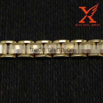 Fashion Bracelet 2016 Wholesale Mens Bracelet Jewelry Gold CNC CZ Stone 316l Stainless Steel Bracele photo-5