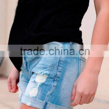 Ladies Fashion Denim Shorts, 2015 Hot Sale Girls Shorts, Overalls Hem With Grinding Shorts photo-2