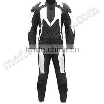 Black White Leather Motorbike Suits