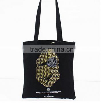 100% Cotton Canvas Shopping Bag Black Environmental Hand Carry Canvas Bag