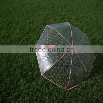 alibaba high quality transparent PVC/POE umbrella with hook handle