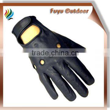 Classic china short black driving goatskin plain style lined designer gloves