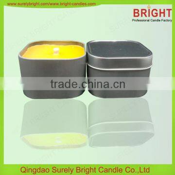 Wholesale Square Yellow Color Citronella Tin can candle