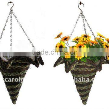 Brushwood and Green rope Star Cone hanging planter -Cone hanging basket hanging - cone flower pot