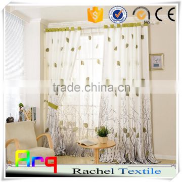 3D leaf printed 100% polyester half blackout fabric for window/ livingroom home/hotel curtain