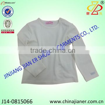 hot sale 100%cotton long sleeve plain white baby tshirt cheap baby clothing