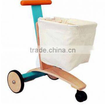 Children wooden trolley toy