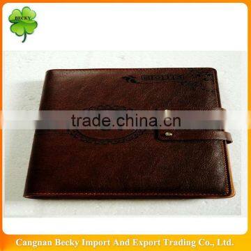 2013 dark brown a5 personalized embossing promotion pull up leather diary with closure for company advertisement