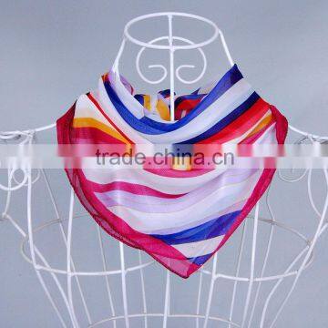 Colorful striped small square 70*70 cm chiffon kerchief