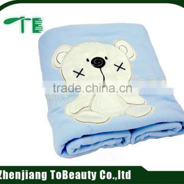 blue embroidered fleece child soft blanket