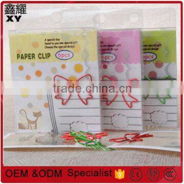 promotional gifts custom logo colorful ribbon shape paper clips bow with PET box