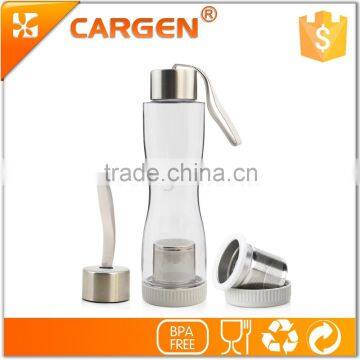 Special shape clear plastic tea strainer water bottle