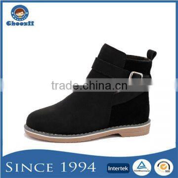 Comfortable Latest Buckle Design Junior Size Black Kids Comfortable Ankle Boots