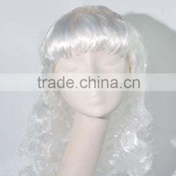 Long white curls wig with bangs for black woman N317