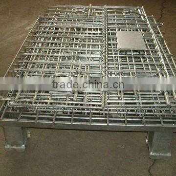 Wire mesh container with wheels for auto components