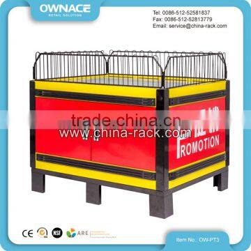 Easy Assembled Supermarket Wire Promotional Display Stand Dump Bin