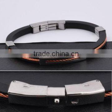 Cheap Stainless Steel Jewelry Silicone Bracelet (HB10130)