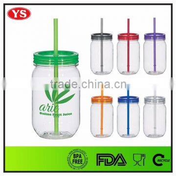 25 oz Single Wall Plastic Acrylic Jars With Straw and Lid photo-6