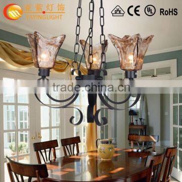 American rural retro iron glass chandelier,creative personality living room bedroom chandelier