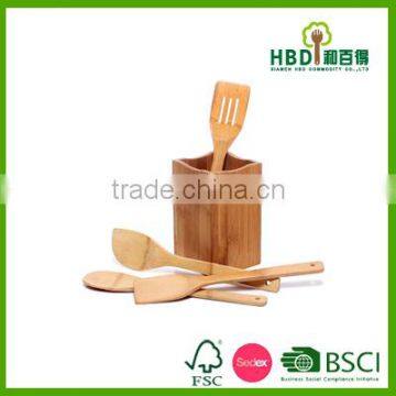 Bamboo Kitchen utensils with square holder bamboo kitchen tool