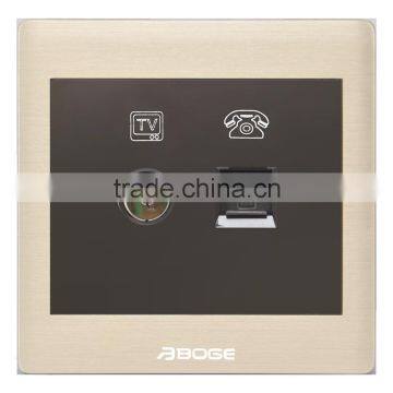 one gang television socket and one gang telephone socket pressure- line type