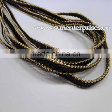 Leather With Chain - Eco Leather with gold chain_10mm_Black