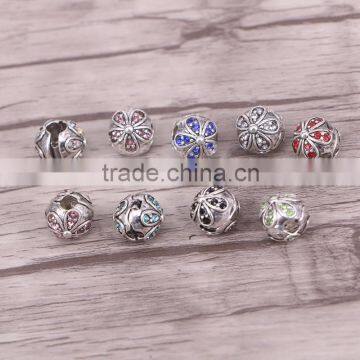 Bead Clip Lock Mixed Crystal Tibetan Silver Plated Stopper Beads Charms Fit European Bracelet