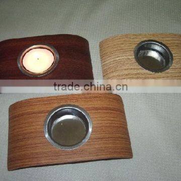 1 Hole Candle Holder With Inner Box, Assorted Color, Made from renewable Palm Wood