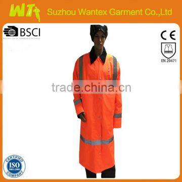 100% polyester EN20471/343 reflective safety life 2 way raincoat for work