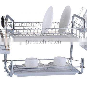 hot sale 2 tier chrome dish rack with two trays