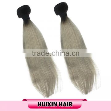 2015 Cheap factory price grade 8A brazilian ombre grey human hair weave gray hair weave