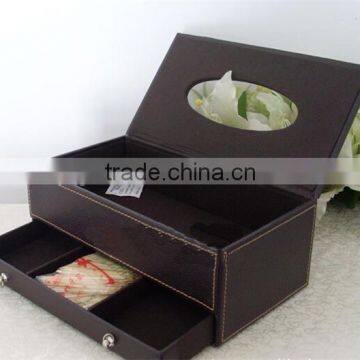 Elegant Leather Hotel Supplies Wooden Tissue Box Cover