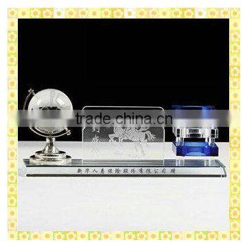 Antique Pen Holder Globe Crystal Office Desk Set For Company Stationery Decoration