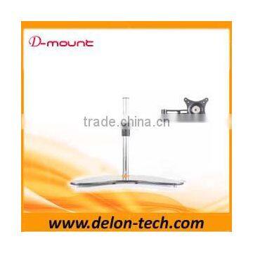 glass aluminum LCD tv table holder double arm monitor desk bracket