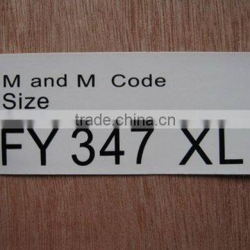 garment adhesive size sticker