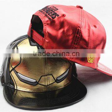 Iron Man cartoon leather snapback hat