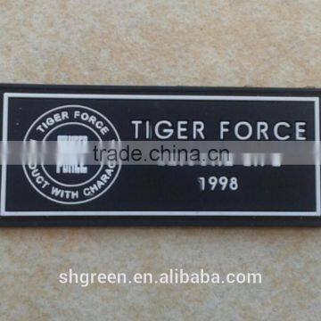 2D embossed letters rubber label for garment