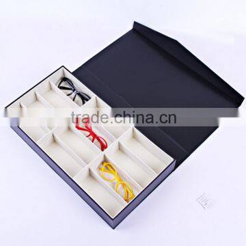 Chinese Factories Wholesale Custom 12 Slot Glasses Boxes, Jewelry Boxes, Leather Black Beautiful Storage Box