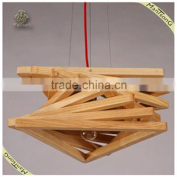 Home indoor lighting wooden shade hanging chandelier pendant light