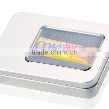 Empty storage silver with window chocolate tin box,cake tin box,candy tin box