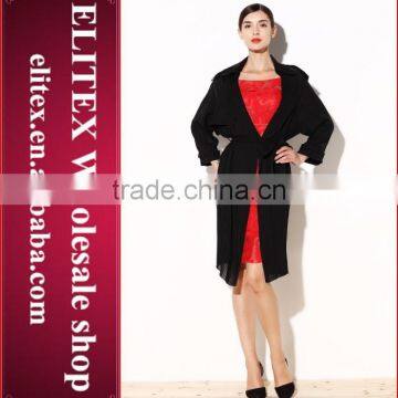 Wholesale High-end Fashion HOT Black Woman Warm Winter Coat With Belt