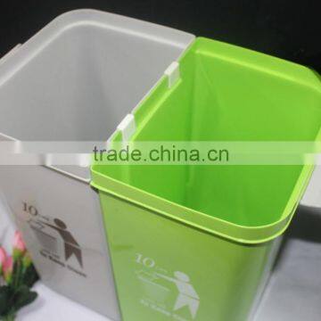 Colourful 2 Compartment 10 Liter Plastic Dustbin. Suitable to be Used as Office Dustbin, Toilet Dustbin, Sanitary Dustbin photo-5
