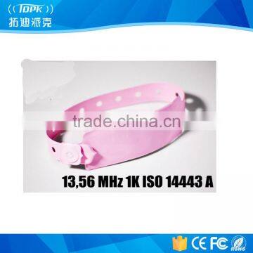 Disposable PVC 13.56MHz 1k ISO 14443 a RFID Bracelet