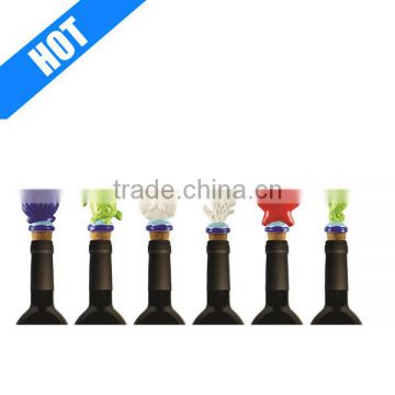 6 Piece hand painted wine stoppers ceramic wine stoppers